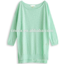 15ASW1056 Round neck loose new design linen cotton sweater women